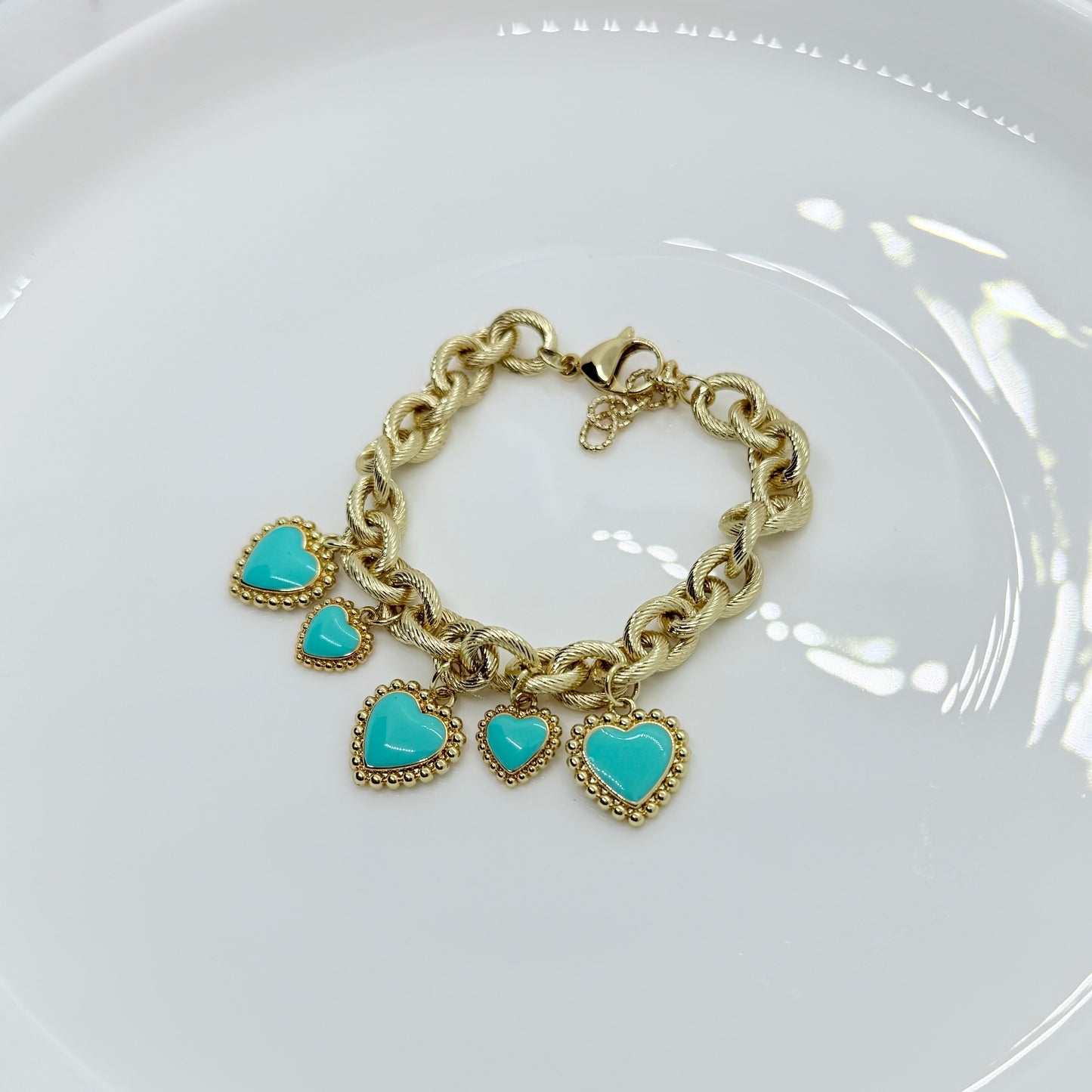 Chain Blue Hearts Bracelet