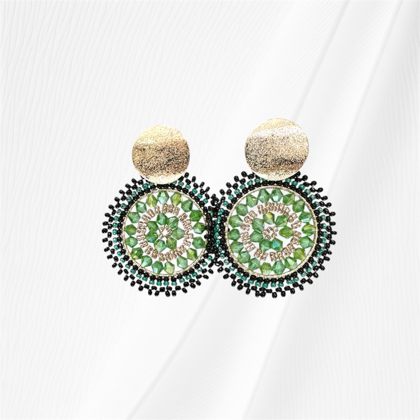 Blackish Green Beaded Earring