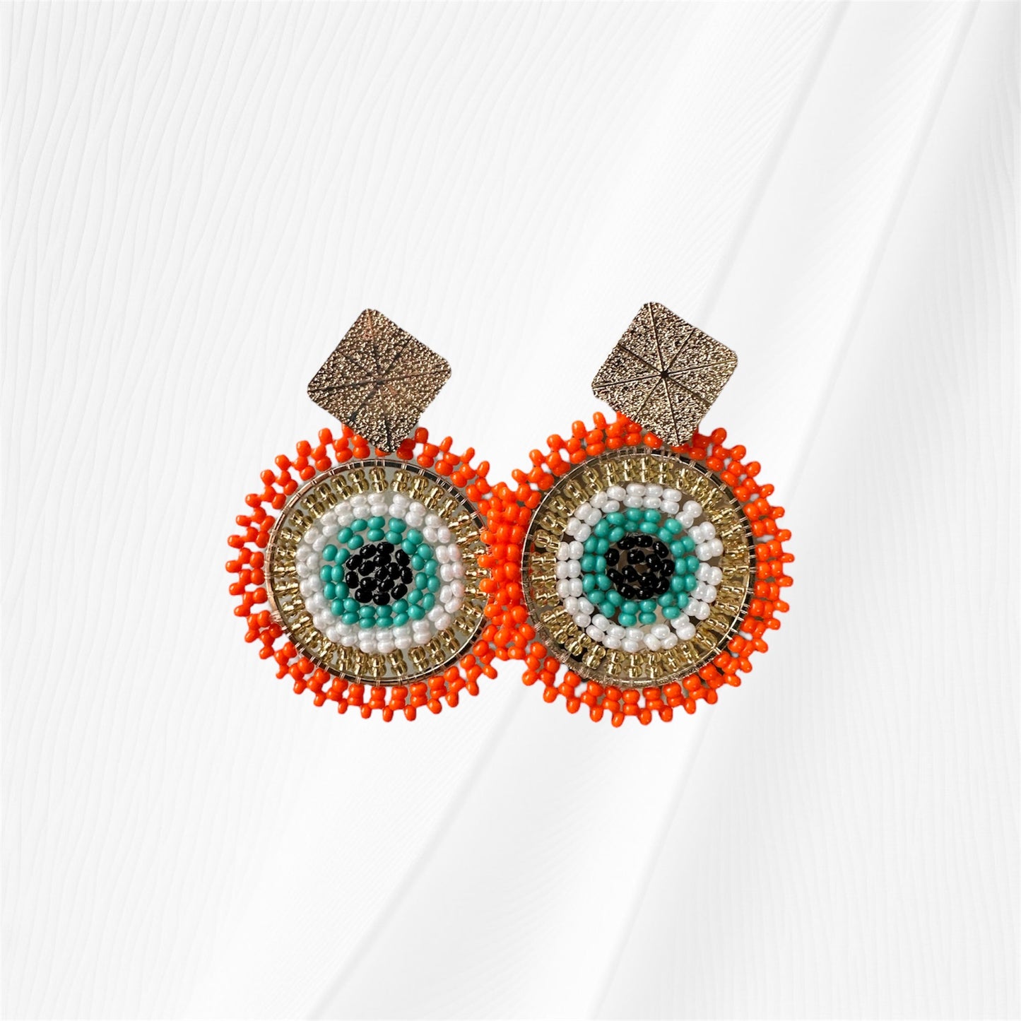 Orange Evil Eye Earring