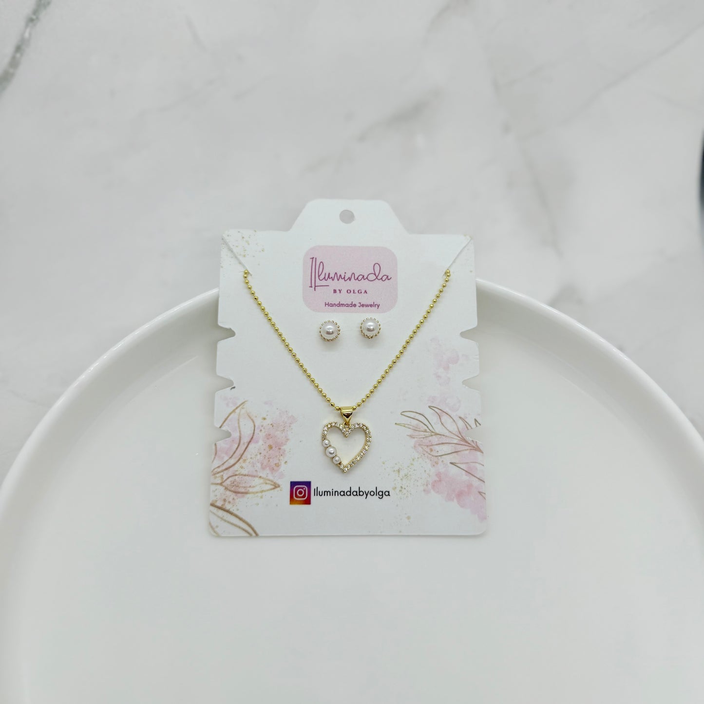 Pearl Diamond Heart Set