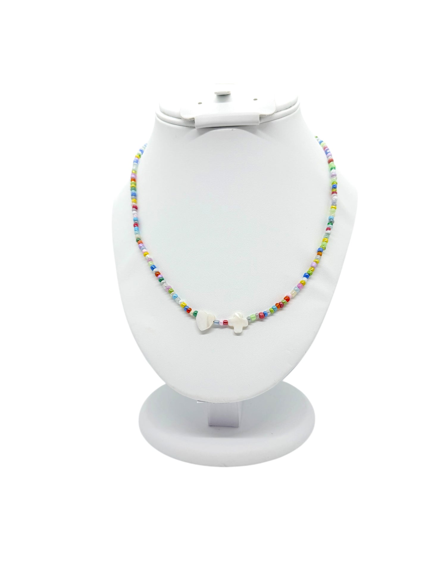 Cross & Heart Multi Color Necklace