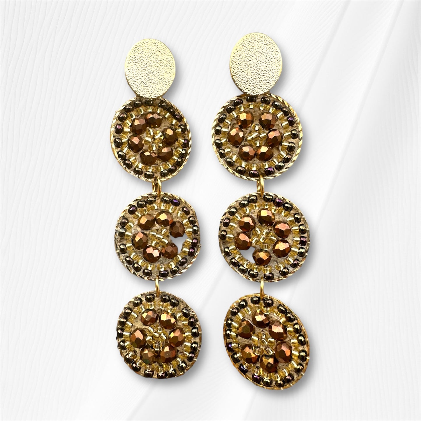 Shining Brown Beaded Earring