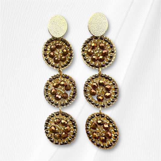Shining Brown Beaded Earring