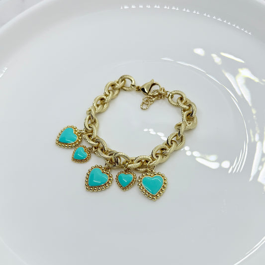 Chain Blue Hearts Bracelet