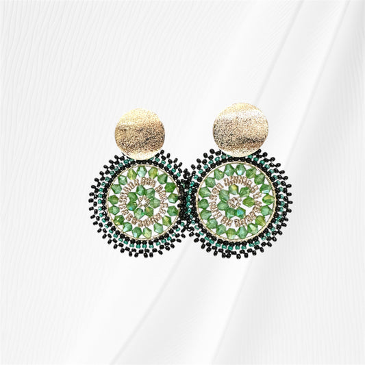 Blackish Green Beaded Earring