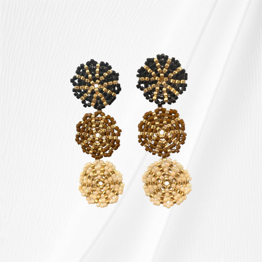 Neutral Flor Beaded Earring