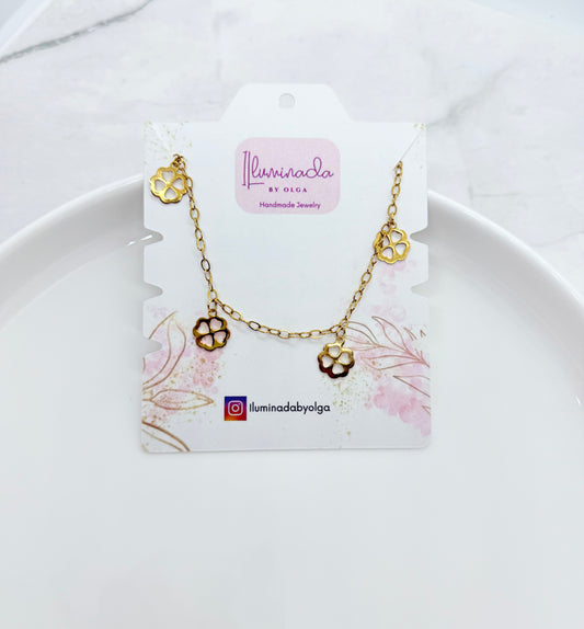 Gold Clover Anklet