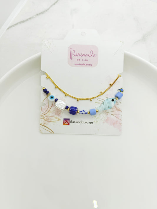 Double Blue Evil Eye Anklet