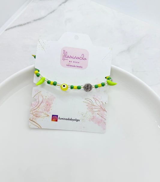 Yellow Lime Green Evil Anklet