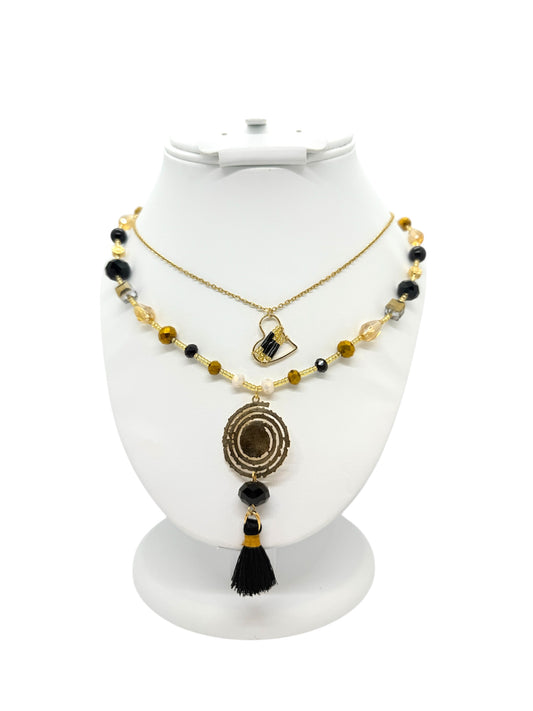 Brown & Black Beaded Necklace