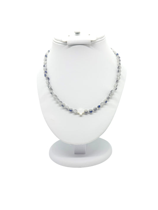 Grey White Cross Necklace