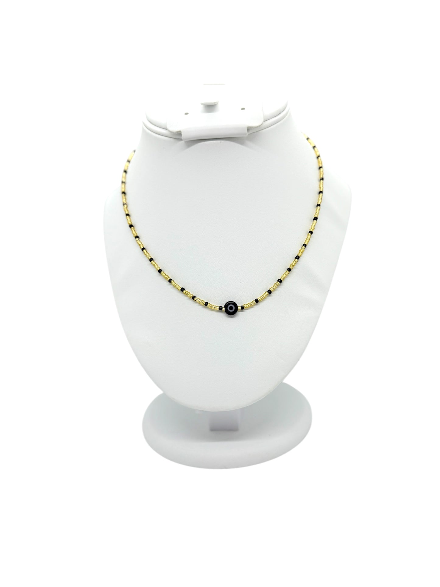 Gold Black Evil Eye Necklace