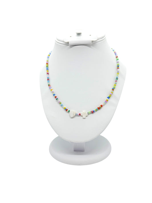 Cross & Heart Multi Color Necklace