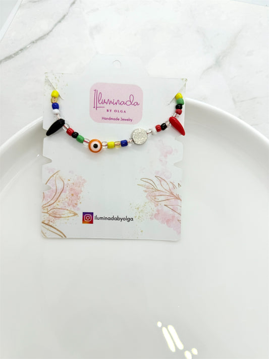 Multi Color Red Evil Eye Anklet